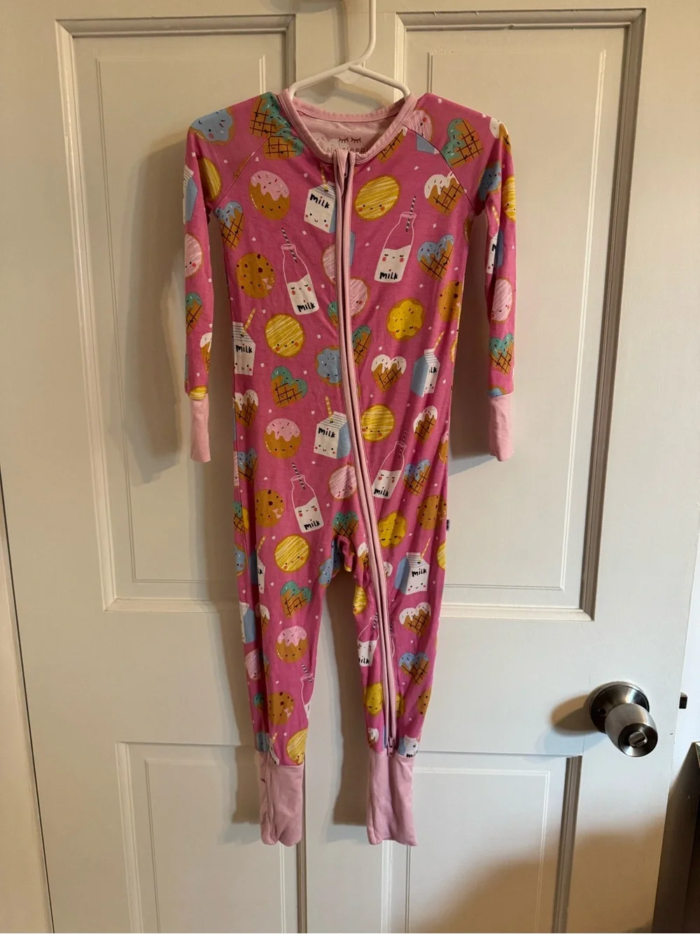 Little Sleepies Cookies & Milk Zippy 18-24M Pink Bamboo EUC